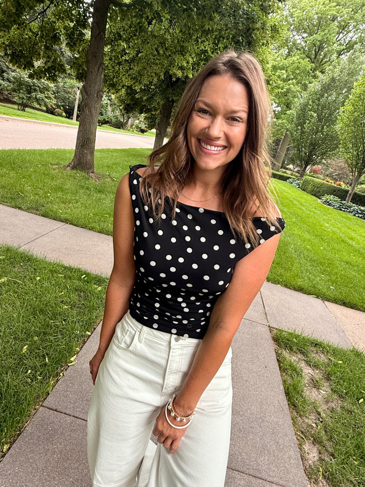 Black Polka Dot Playful Top