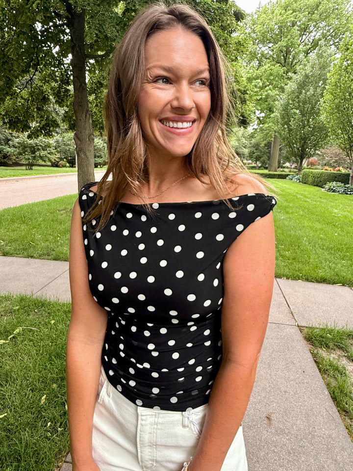 Black Polka Dot Playful Top