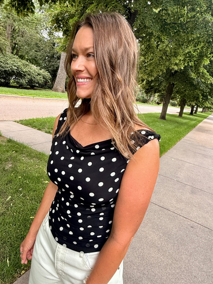 Black Polka Dot Playful Top
