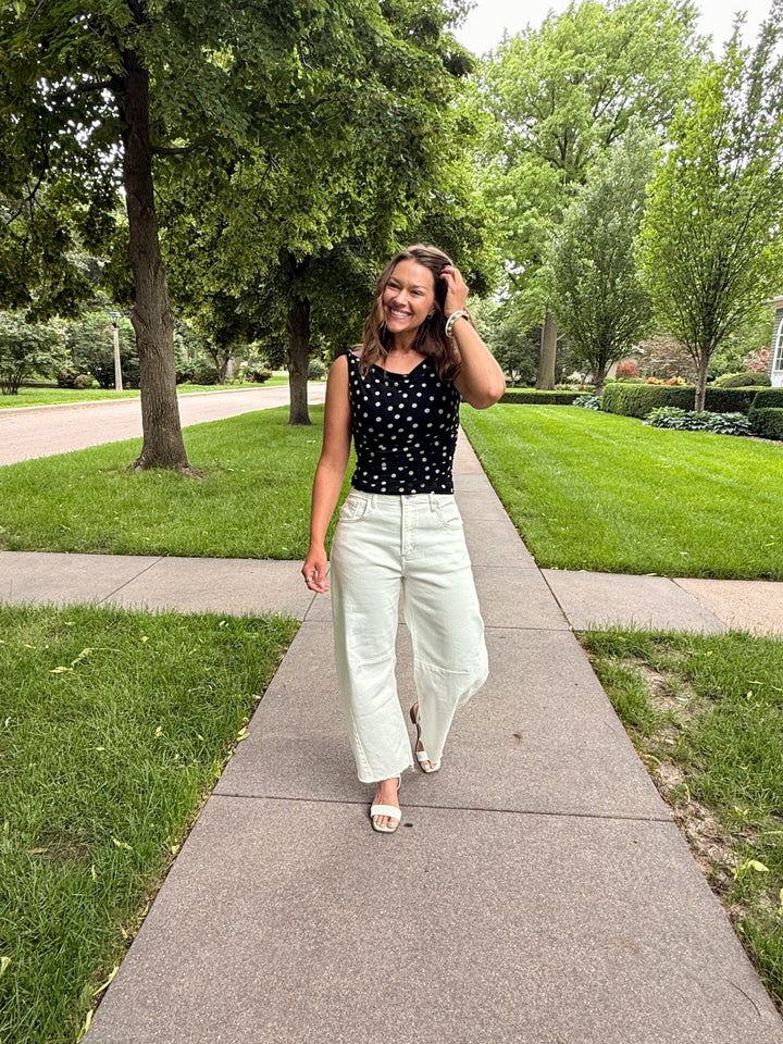 Black Polka Dot Playful Top
