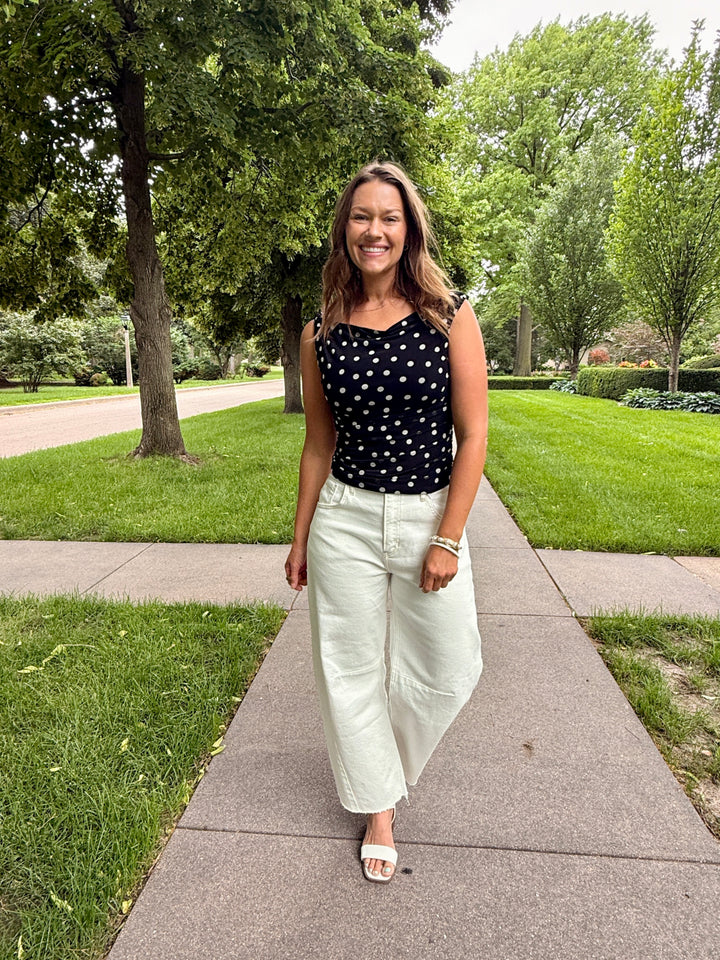 Black Polka Dot Playful Top