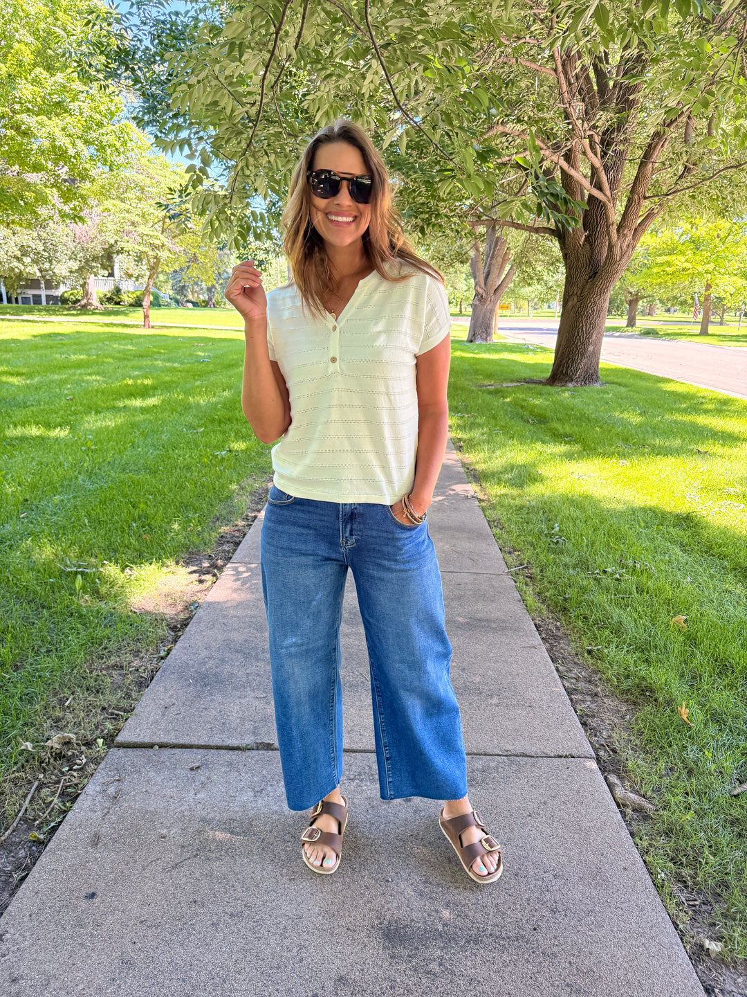 Clara Split-Neck Knit Top