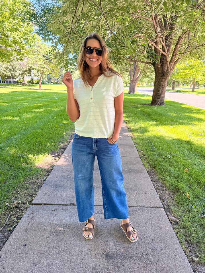 Clara Split-Neck Knit Top