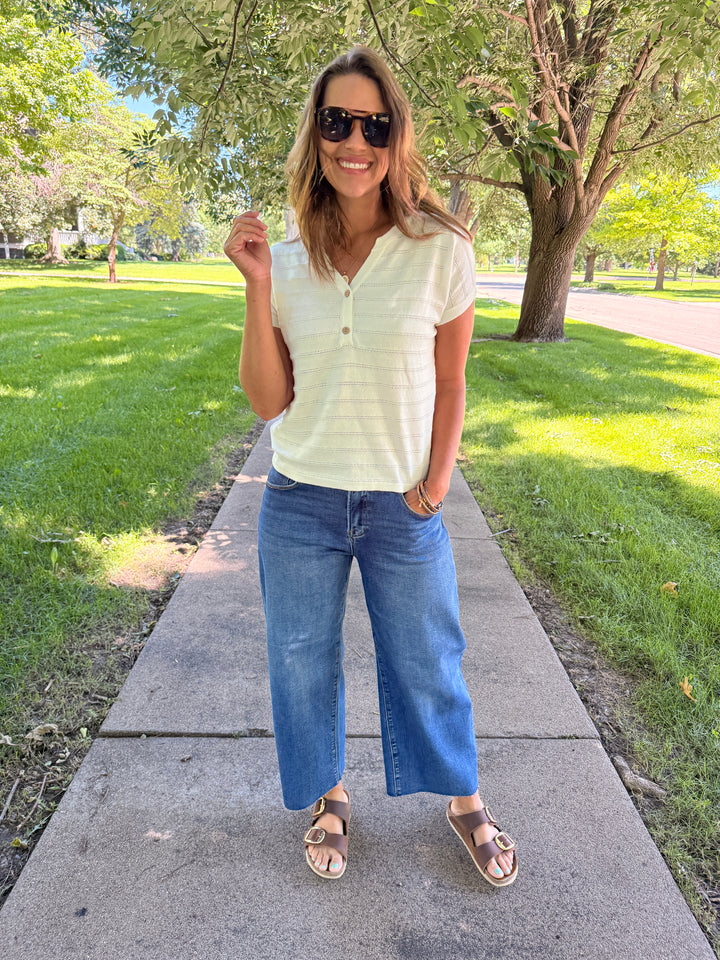Clara Split-Neck Knit Top