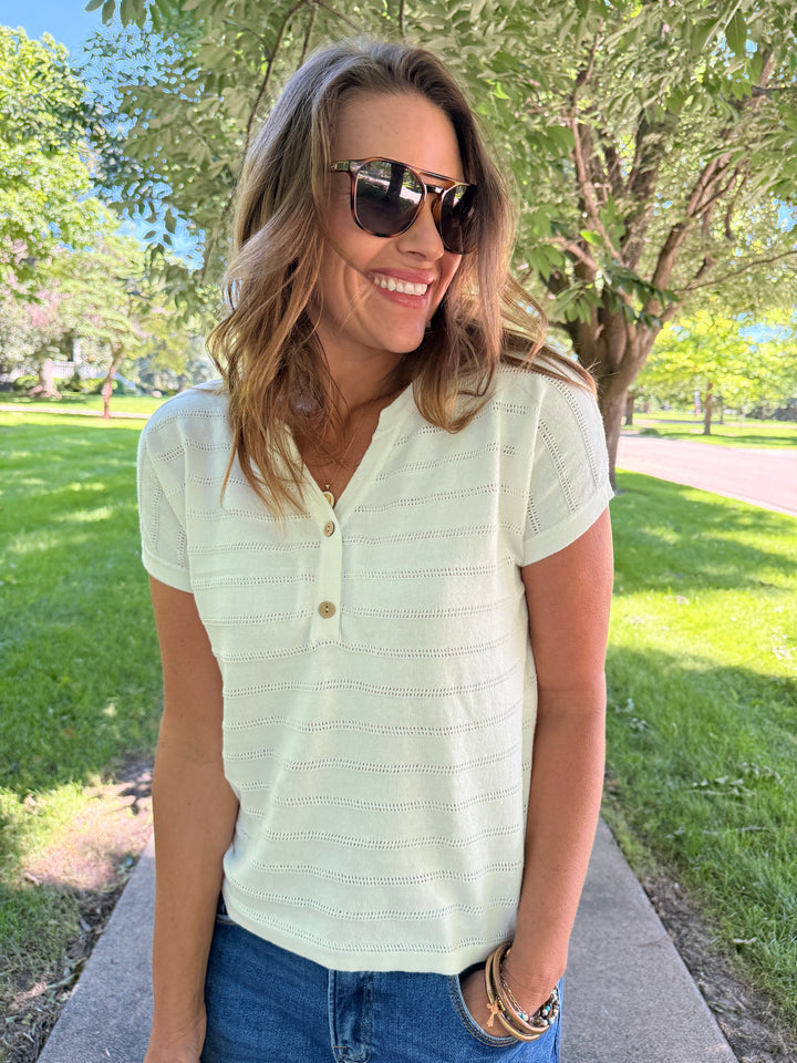 Clara Split-Neck Knit Top