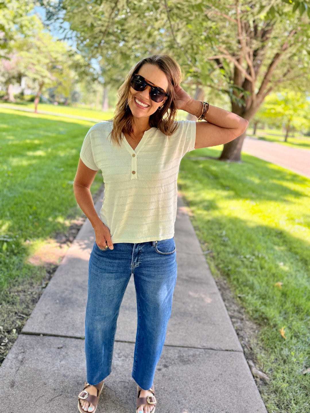Clara Split-Neck Knit Top
