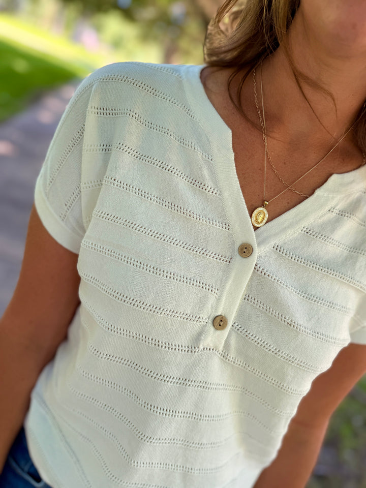 Clara Split-Neck Knit Top