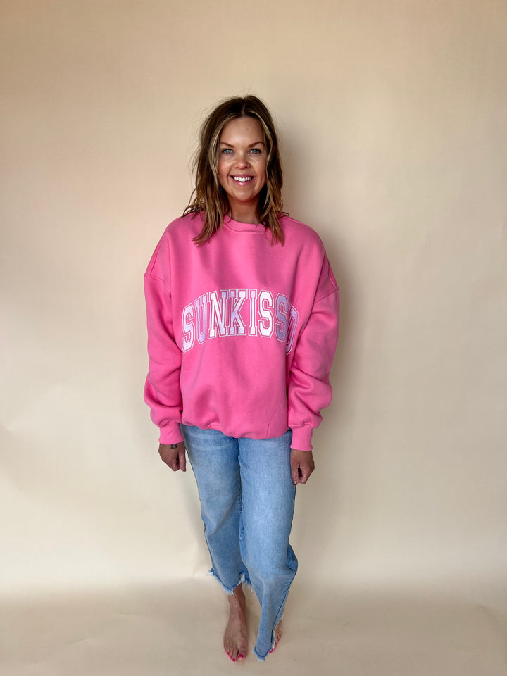 Pink Hibiscus Sunkissed Varsity Sweatshirt