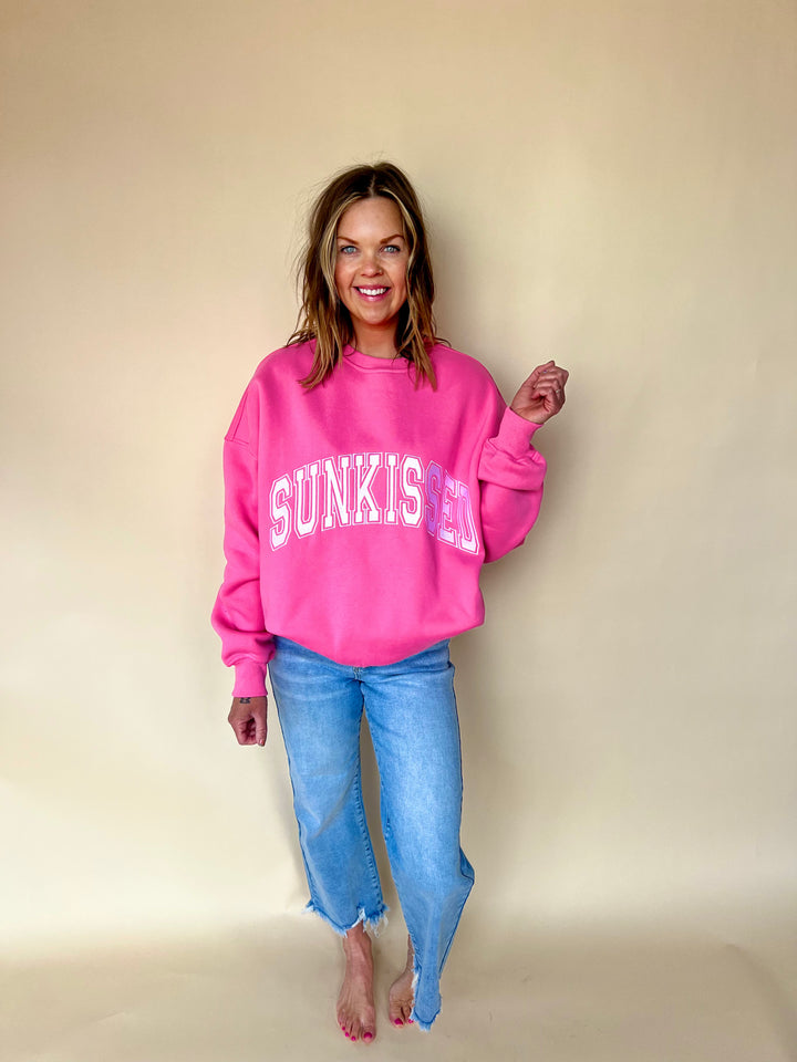 Pink Hibiscus Sunkissed Varsity Sweatshirt