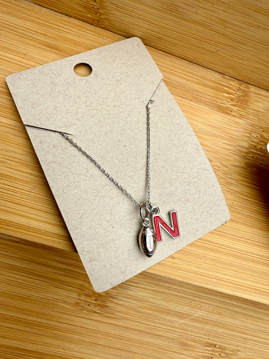 Nebraska Football Necklace - Silver