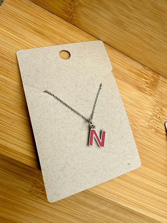 Nebraska Necklace - N - Silver