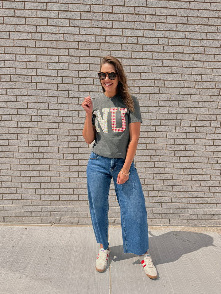 Nebraska Huskers Quilted Puff Ink Pepper Comfort Colors Tee