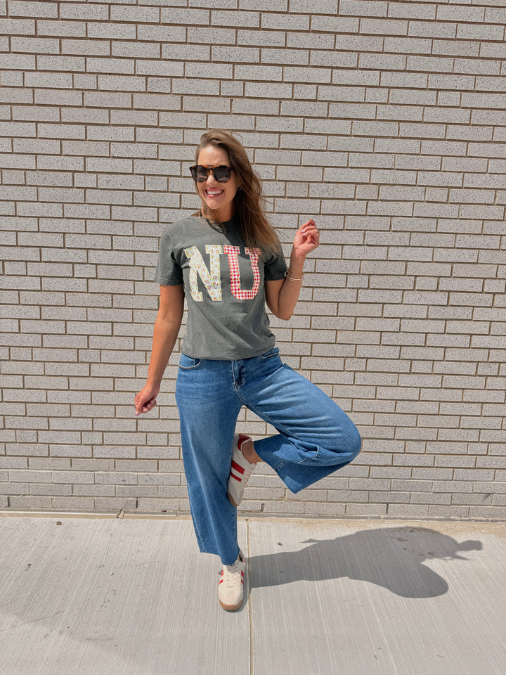 Nebraska Huskers Quilted Puff Ink Pepper Comfort Colors Tee