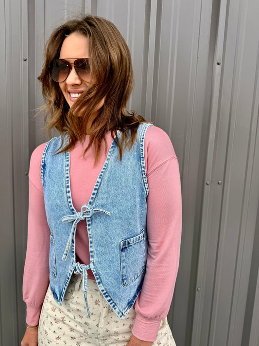 Urban Edge Acid Wash Tie Vest