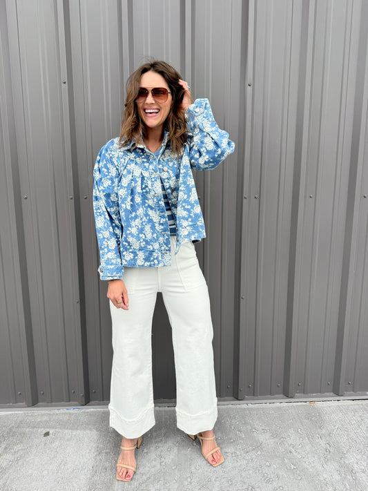 The Jardin Pleated Denim Jacket