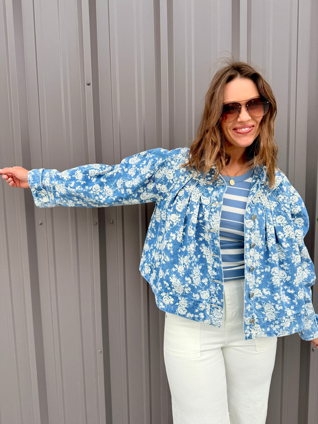 The Jardin Pleated Denim Jacket