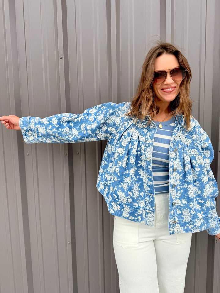 The Jardin Pleated Denim Jacket