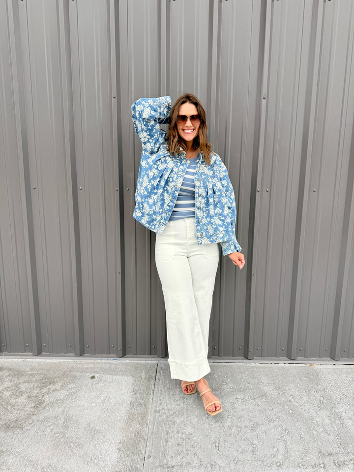 The Jardin Pleated Denim Jacket
