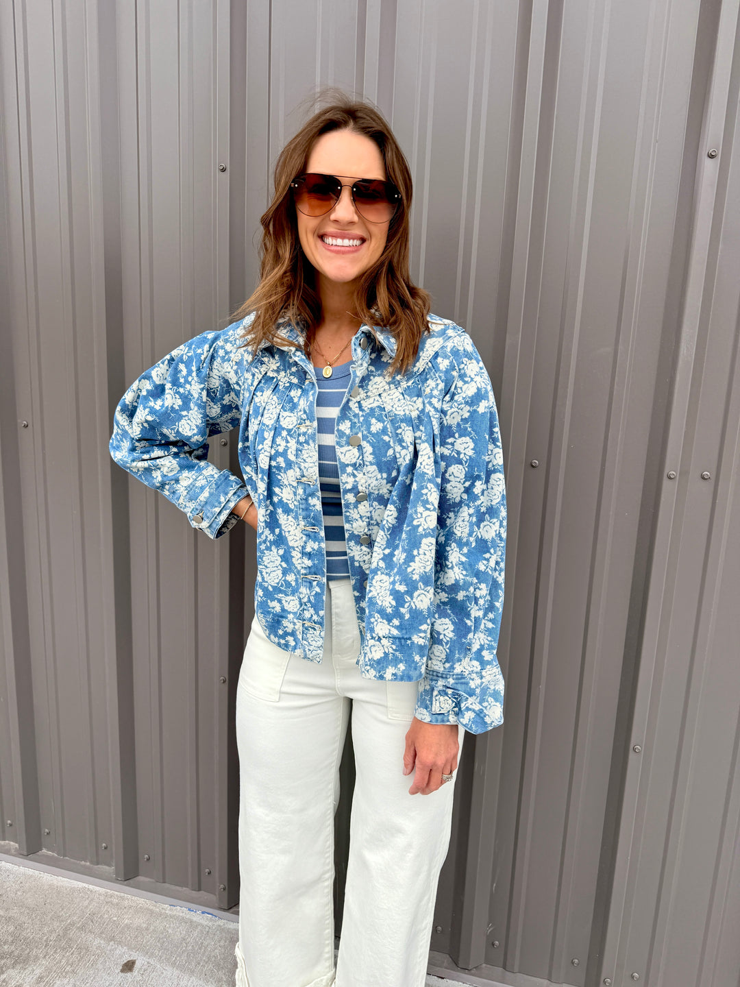 The Jardin Pleated Denim Jacket