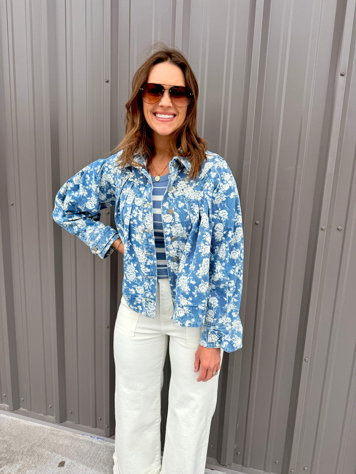 The Jardin Pleated Denim Jacket