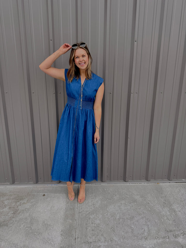 Denim Comfort Midi Dress