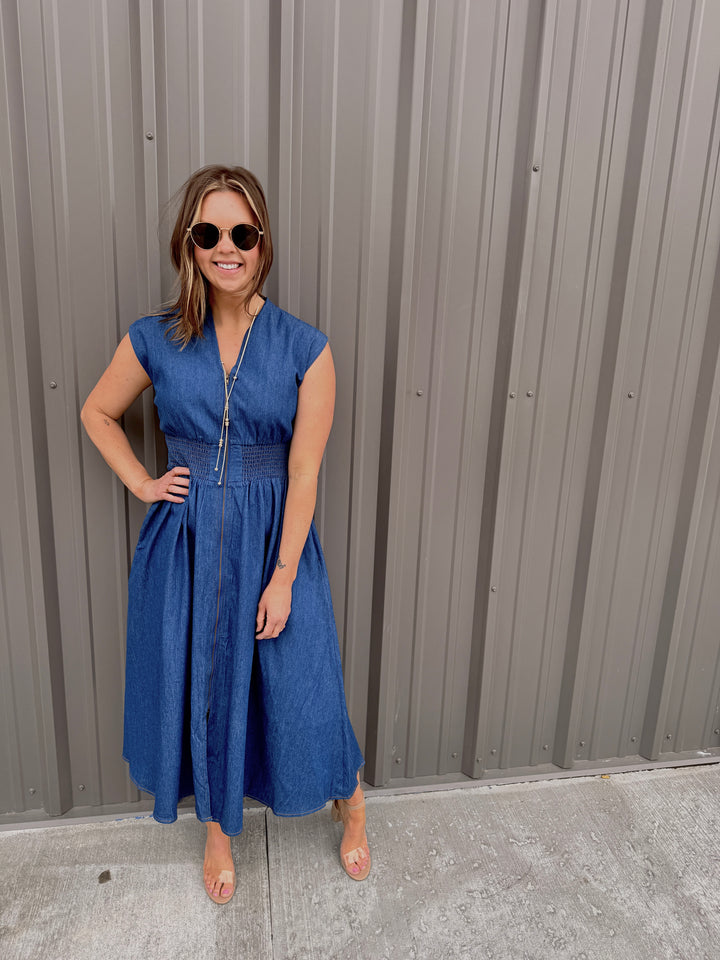 Denim Comfort Midi Dress