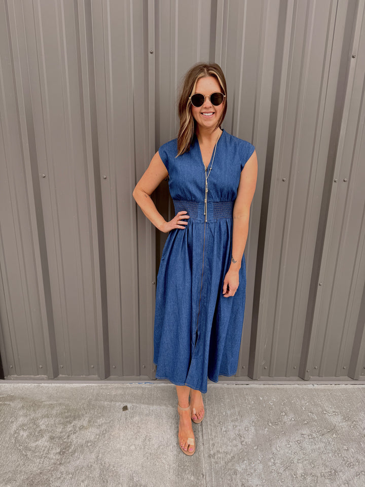 Denim Comfort Midi Dress