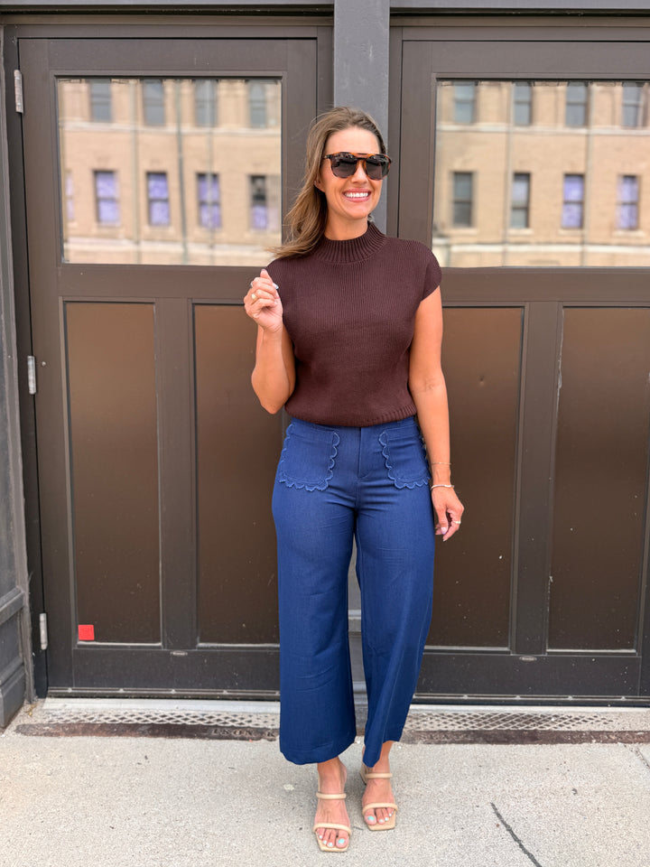 Warm Espresso Mock Neck Top
