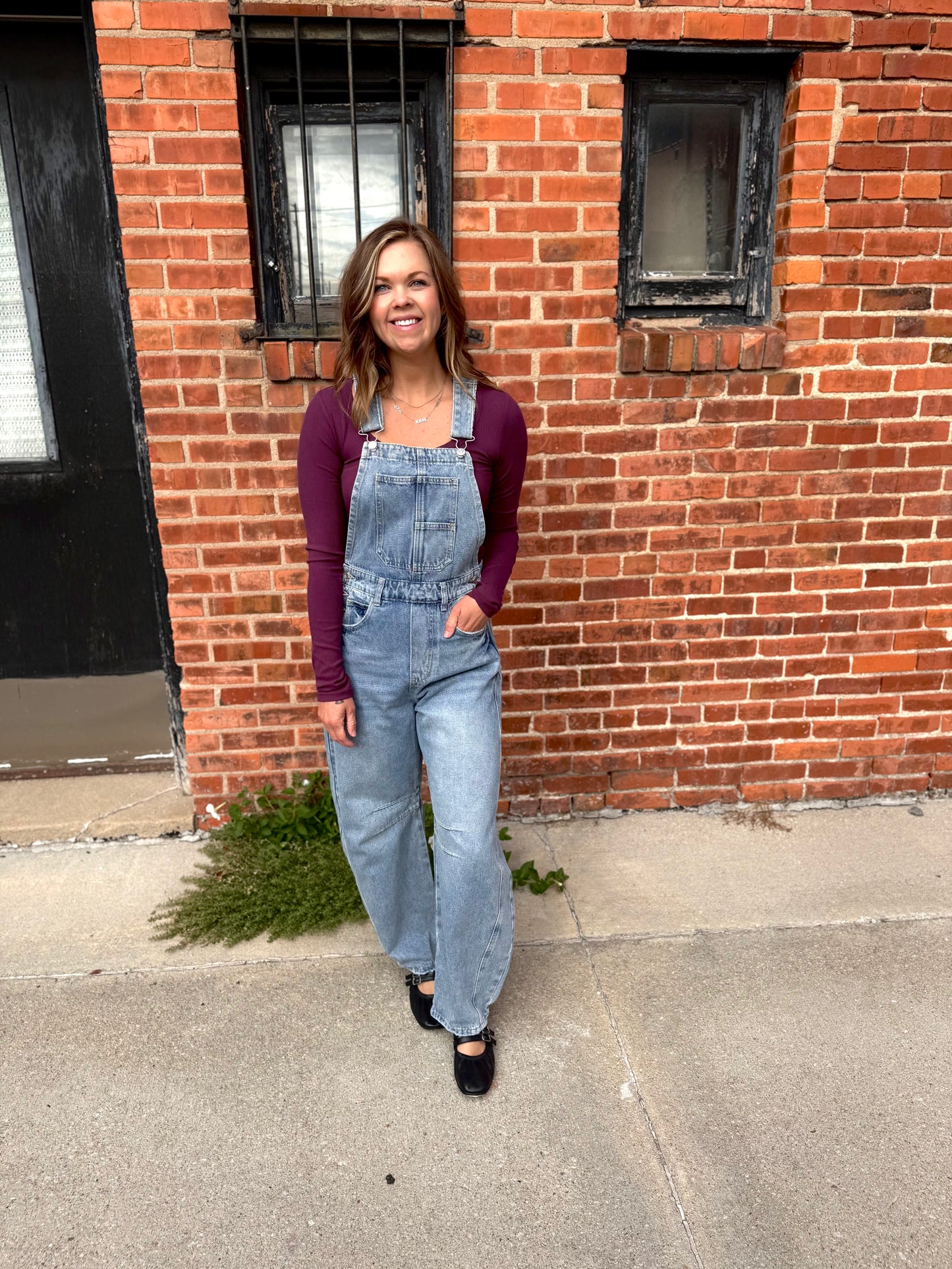 Barrel-Leg Denim Overalls