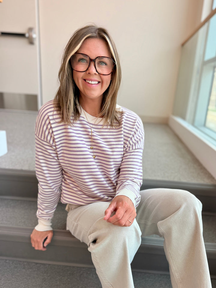The Clara Striped Drop-Shoulder Pullover