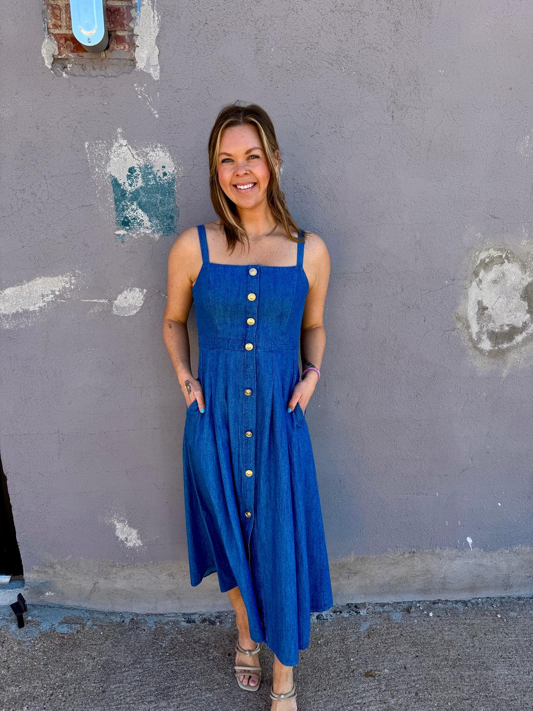 Summer Heritage Button-Down Denim Dress