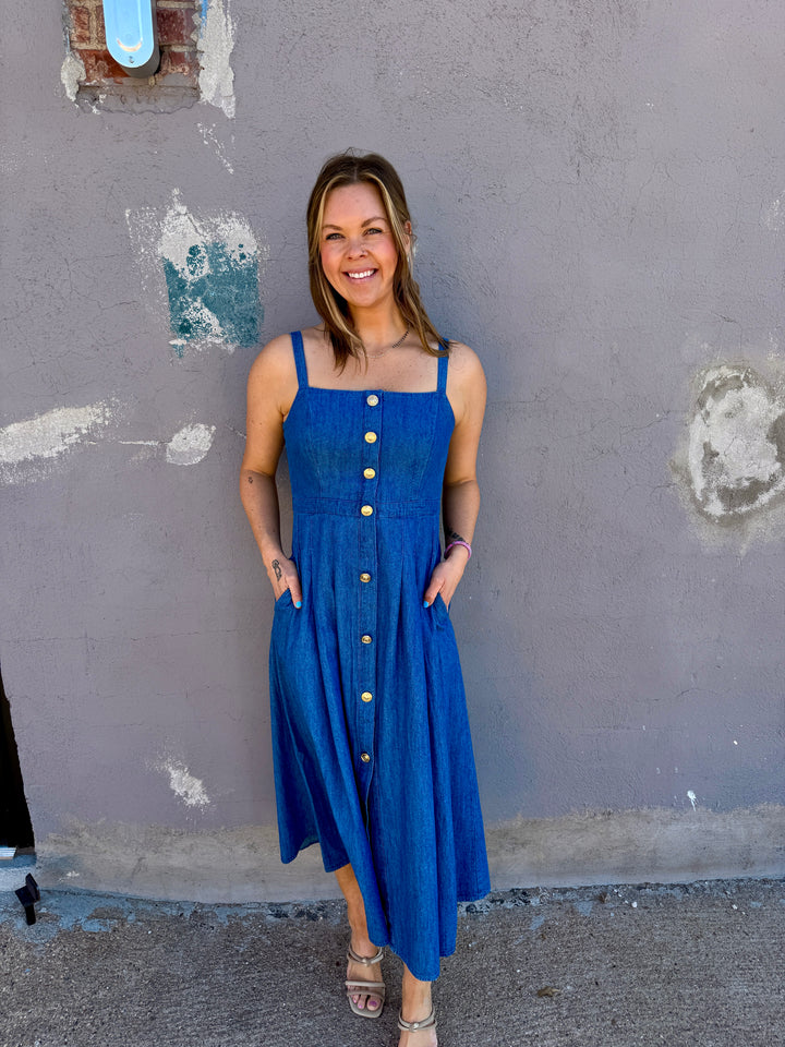 Summer Heritage Button-Down Denim Dress
