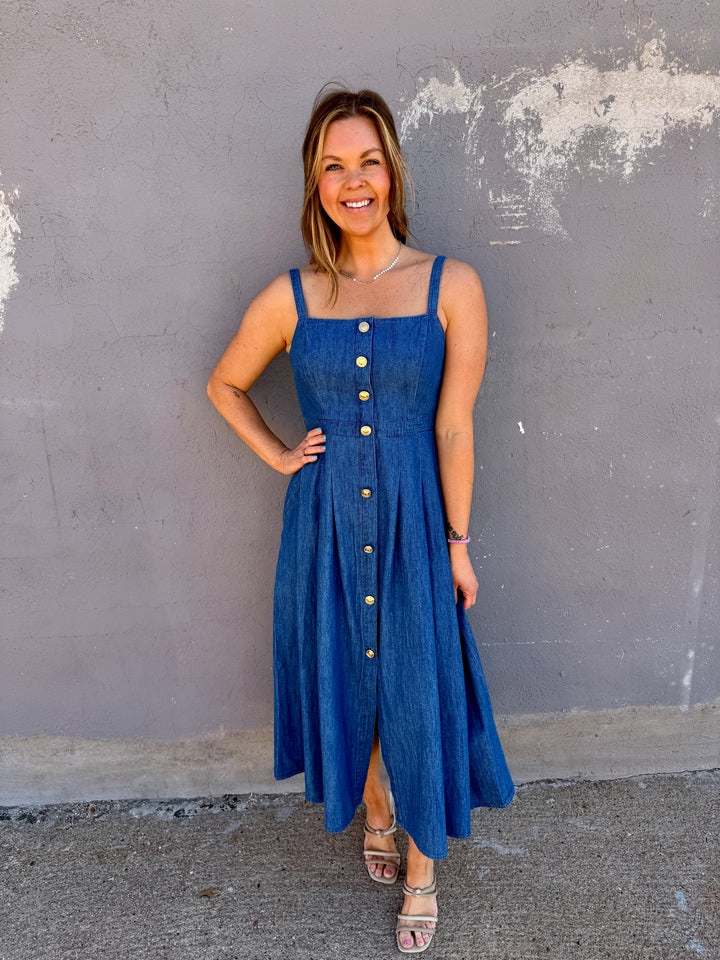 Summer Heritage Button-Down Denim Dress