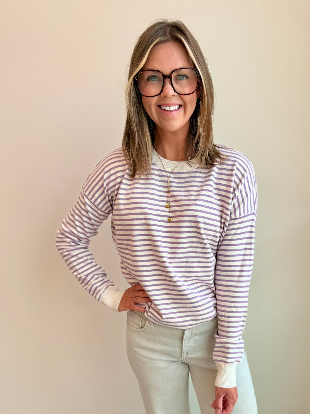 The Clara Striped Drop-Shoulder Pullover