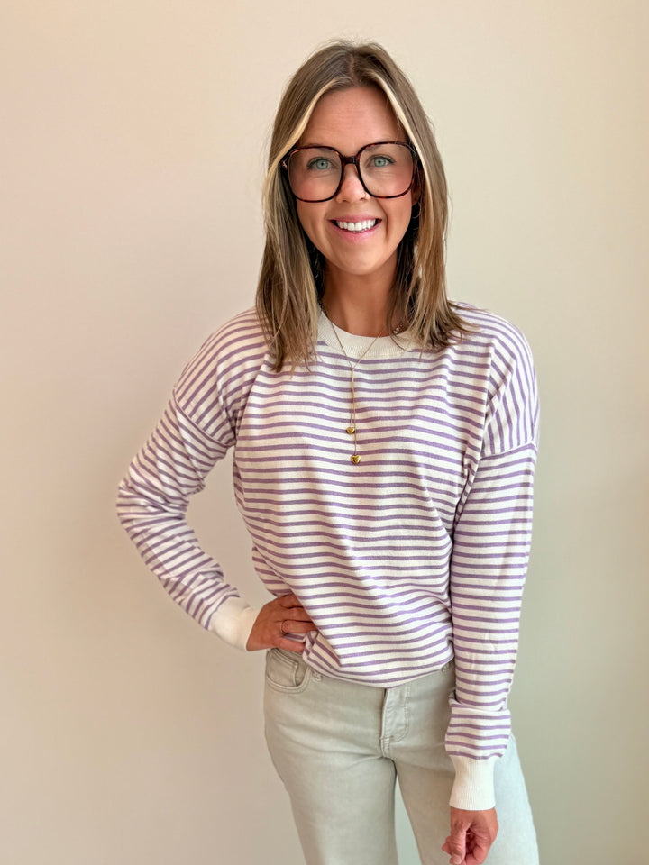 The Clara Striped Drop-Shoulder Pullover