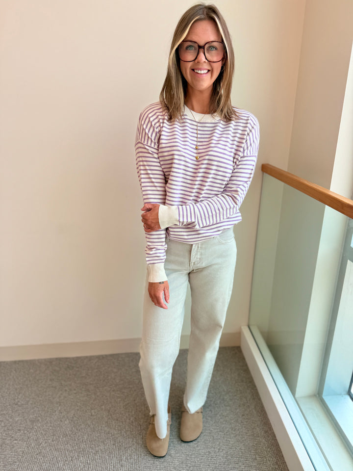 The Clara Striped Drop-Shoulder Pullover