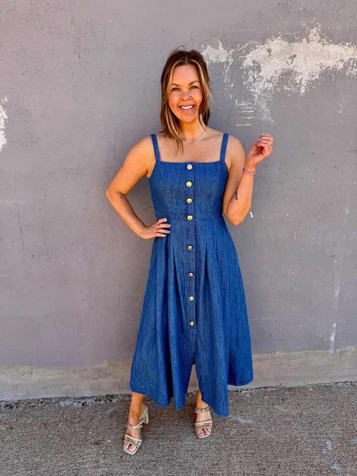 Summer Heritage Button-Down Denim Dress