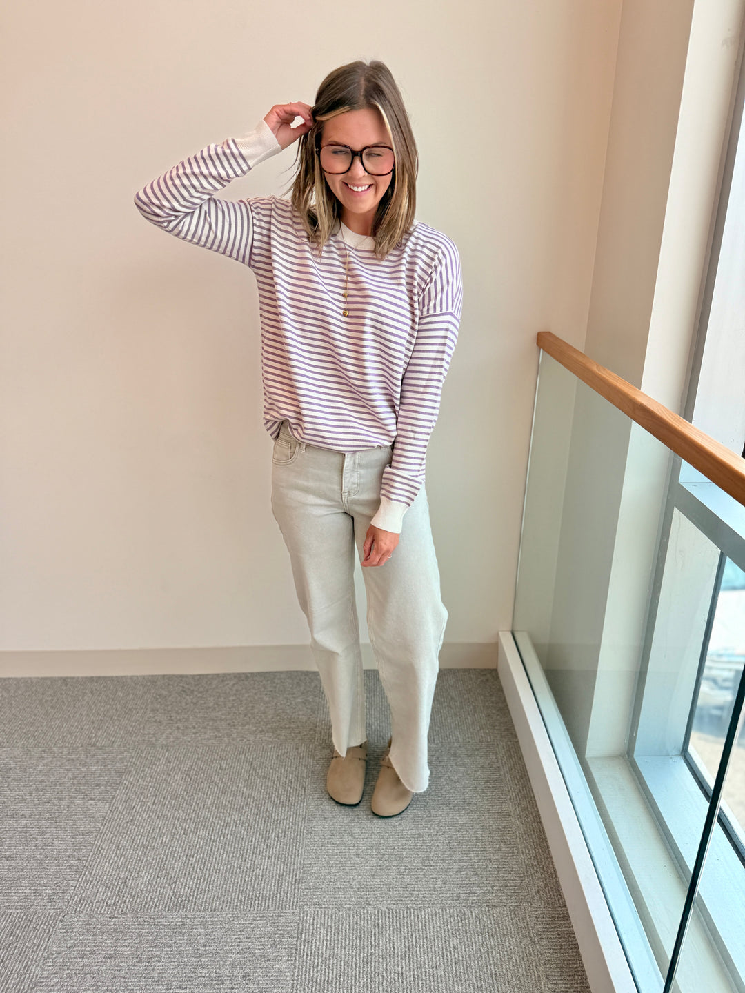 The Clara Striped Drop-Shoulder Pullover
