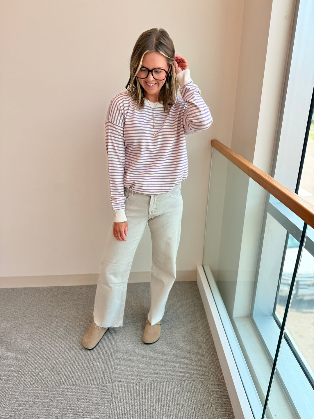 The Clara Striped Drop-Shoulder Pullover