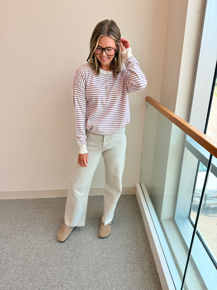 The Clara Striped Drop-Shoulder Pullover