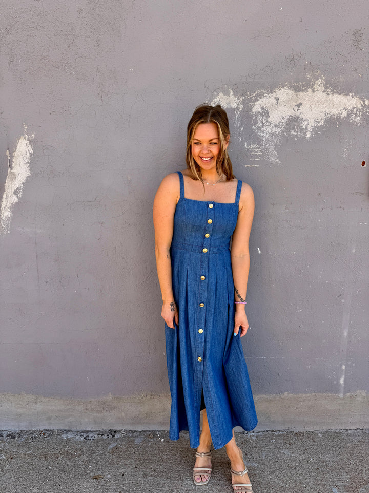 Summer Heritage Button-Down Denim Dress