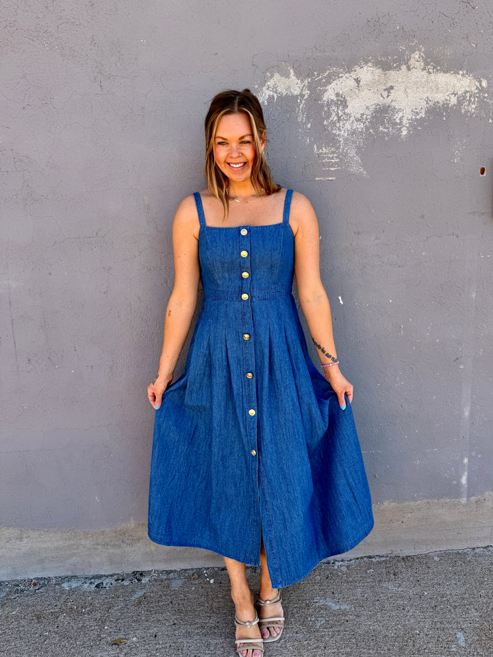 Summer Heritage Button-Down Denim Dress