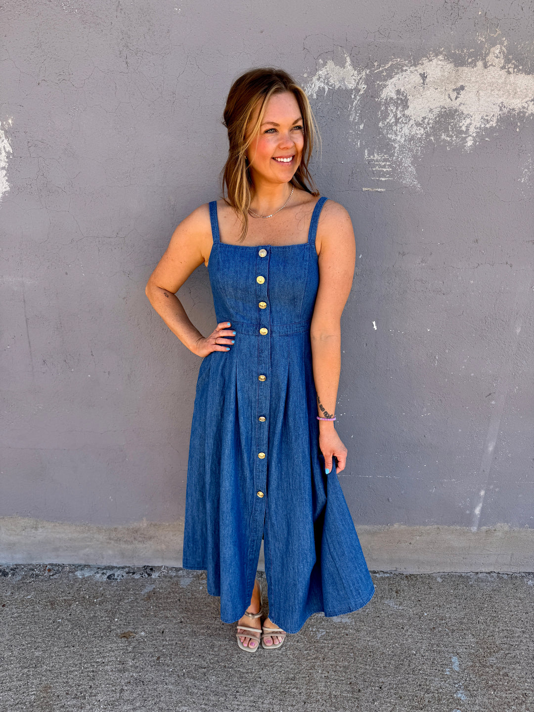 Summer Heritage Button-Down Denim Dress