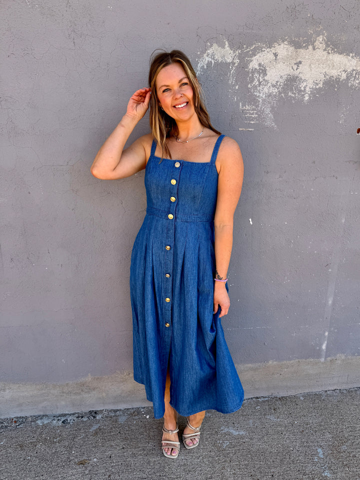 Summer Heritage Button-Down Denim Dress