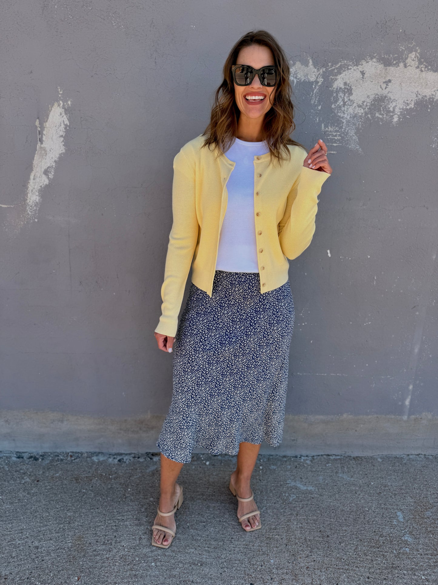 Ditsy Garden Flowy Midi Skirt