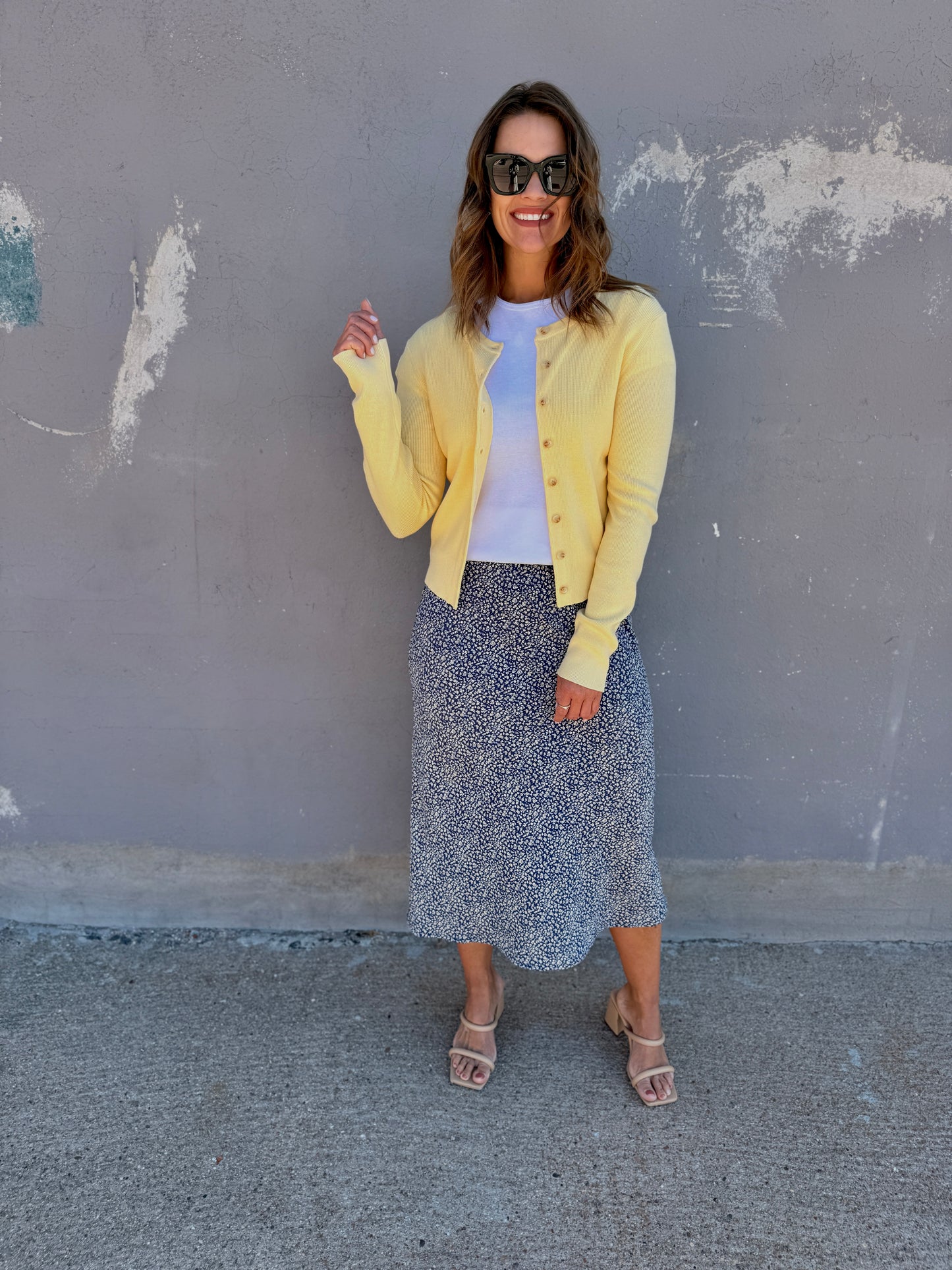 Ditsy Garden Flowy Midi Skirt