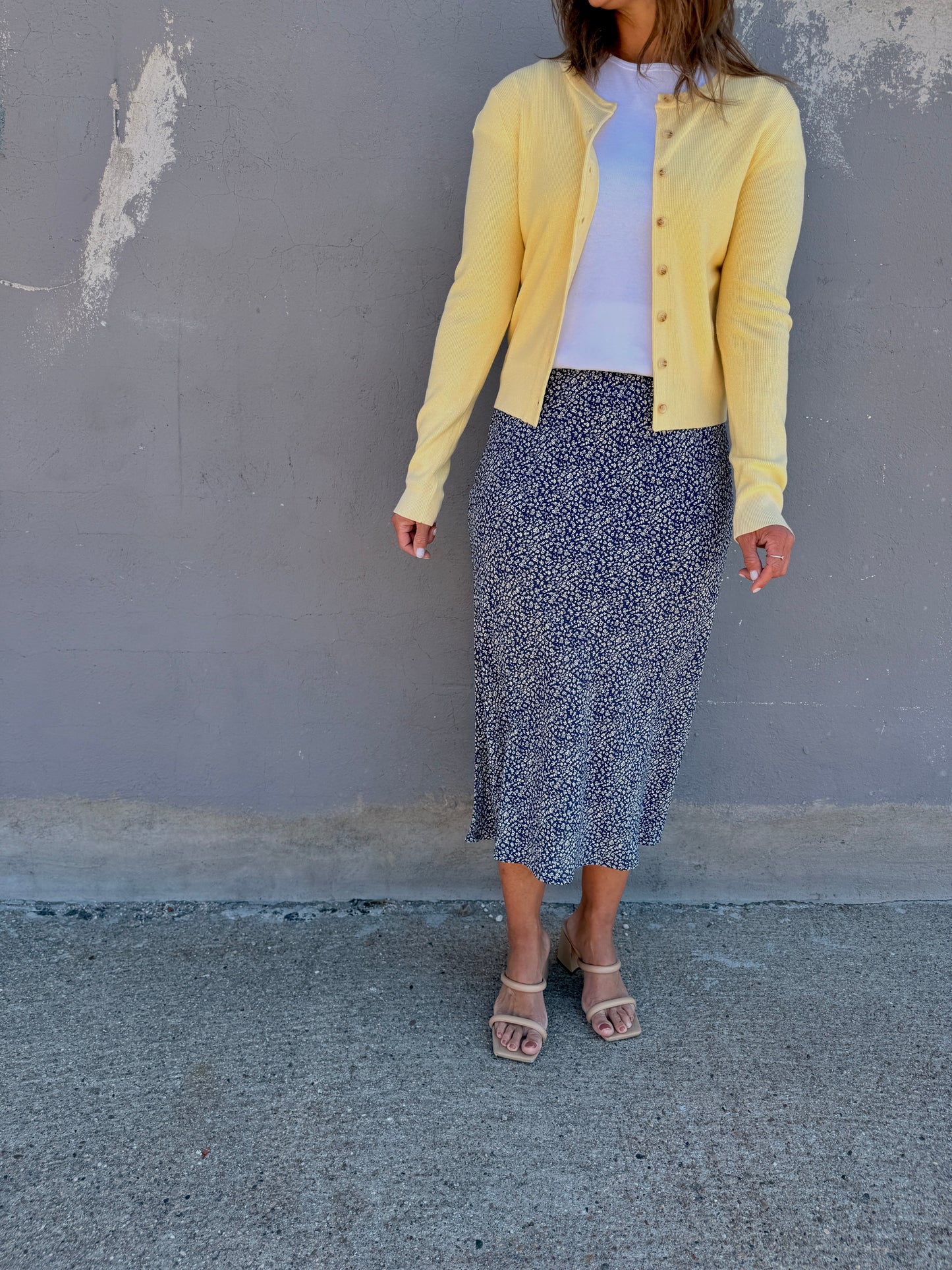 Ditsy Garden Flowy Midi Skirt