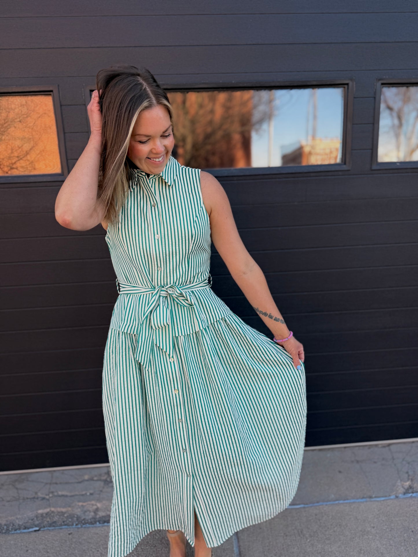 Magnolia Lane Striped Midi