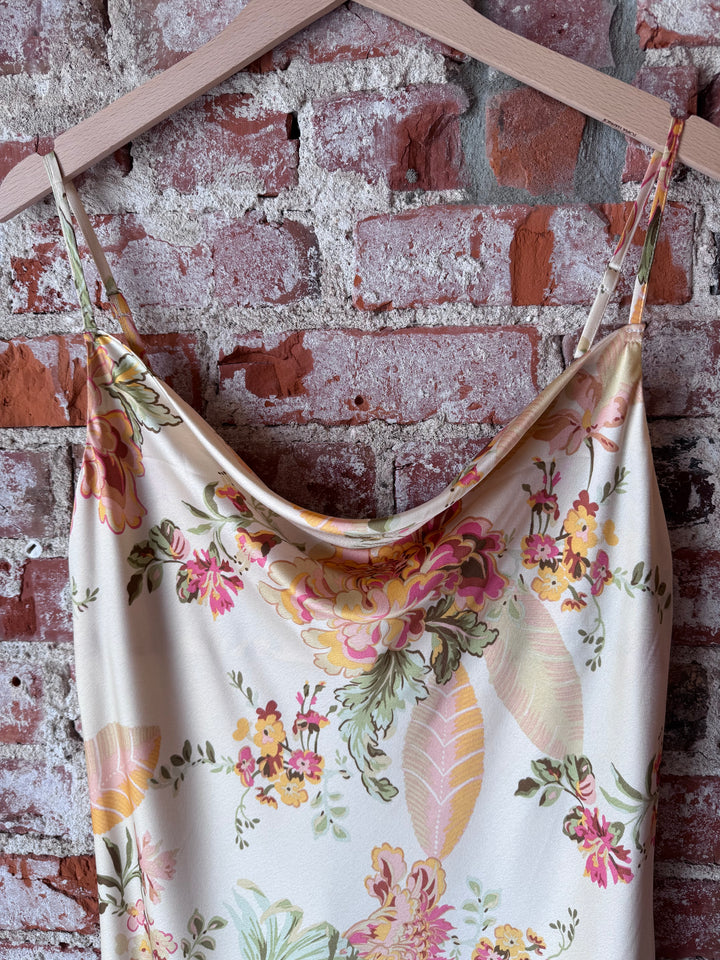 Floral Satin Slip Dress