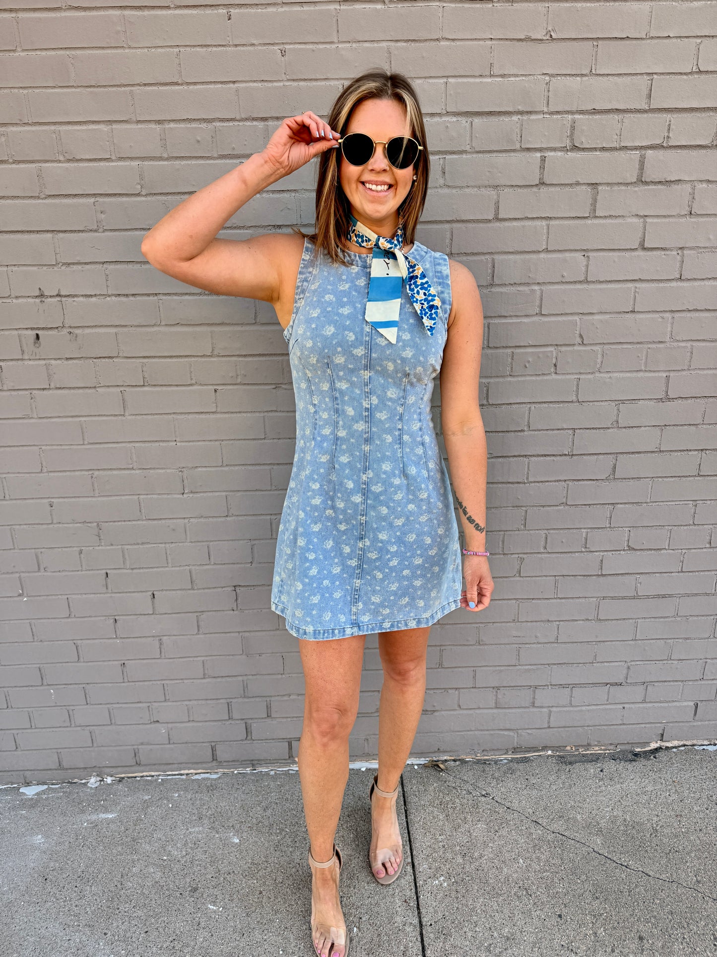 Bloom & Bleach Floral Denim Mini